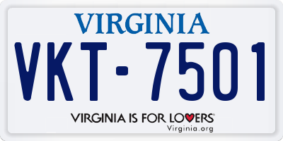 VA license plate VKT7501