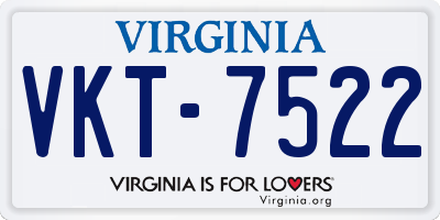 VA license plate VKT7522