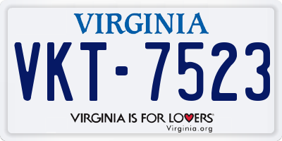 VA license plate VKT7523
