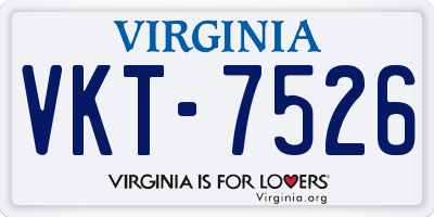 VA license plate VKT7526