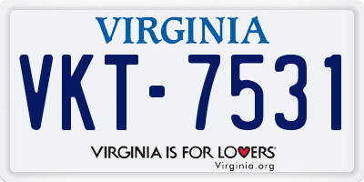 VA license plate VKT7531