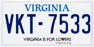 VA license plate VKT7533