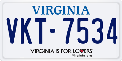 VA license plate VKT7534