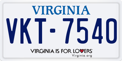 VA license plate VKT7540