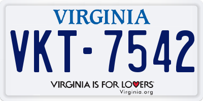 VA license plate VKT7542