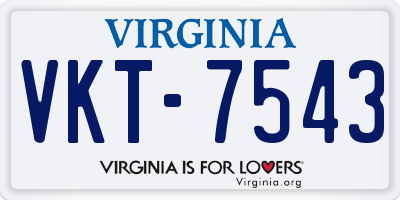 VA license plate VKT7543