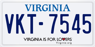 VA license plate VKT7545