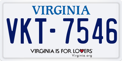 VA license plate VKT7546