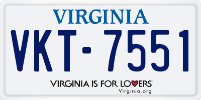 VA license plate VKT7551