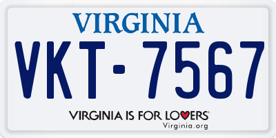 VA license plate VKT7567