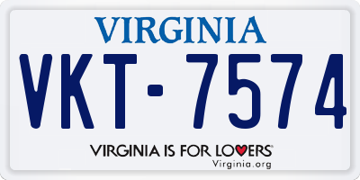 VA license plate VKT7574
