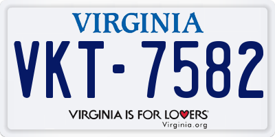 VA license plate VKT7582