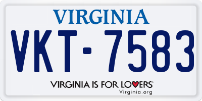 VA license plate VKT7583
