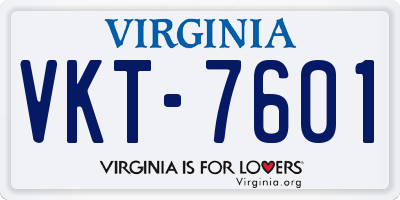 VA license plate VKT7601