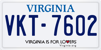 VA license plate VKT7602
