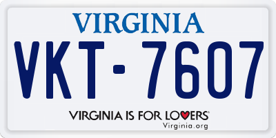 VA license plate VKT7607