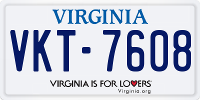 VA license plate VKT7608