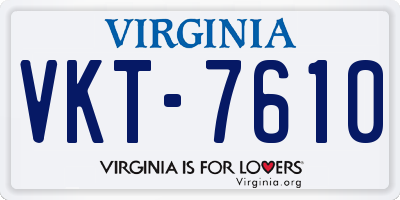 VA license plate VKT7610