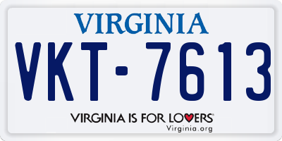 VA license plate VKT7613