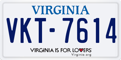 VA license plate VKT7614