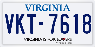 VA license plate VKT7618