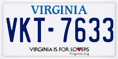 VA license plate VKT7633