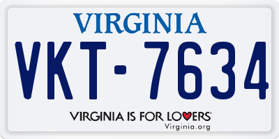 VA license plate VKT7634