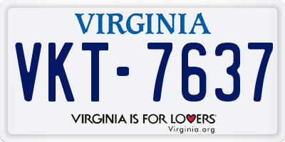 VA license plate VKT7637