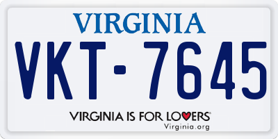VA license plate VKT7645