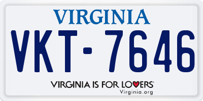 VA license plate VKT7646