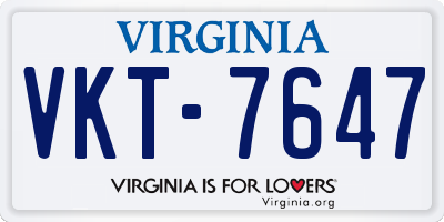 VA license plate VKT7647