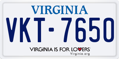 VA license plate VKT7650