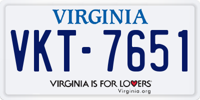 VA license plate VKT7651