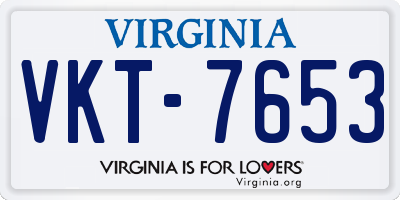 VA license plate VKT7653