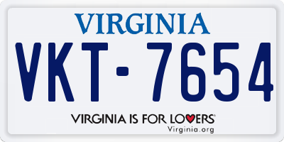 VA license plate VKT7654