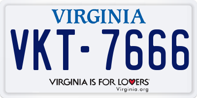 VA license plate VKT7666