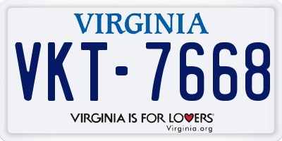 VA license plate VKT7668