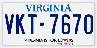 VA license plate VKT7670