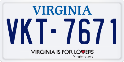 VA license plate VKT7671