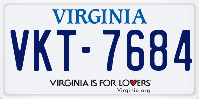 VA license plate VKT7684