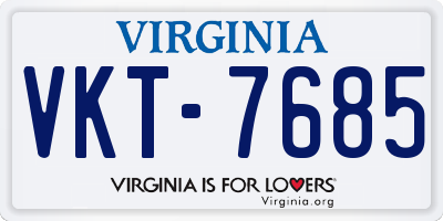 VA license plate VKT7685