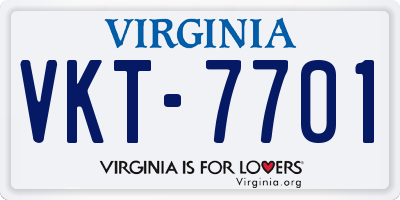 VA license plate VKT7701