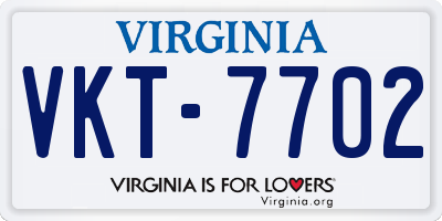 VA license plate VKT7702