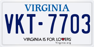 VA license plate VKT7703