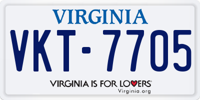 VA license plate VKT7705