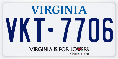VA license plate VKT7706
