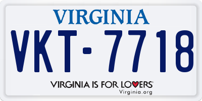 VA license plate VKT7718