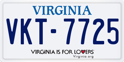 VA license plate VKT7725