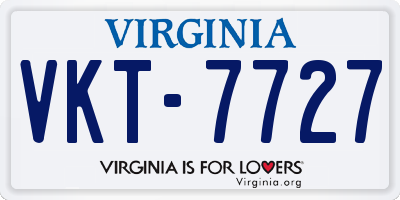 VA license plate VKT7727