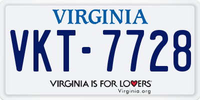 VA license plate VKT7728